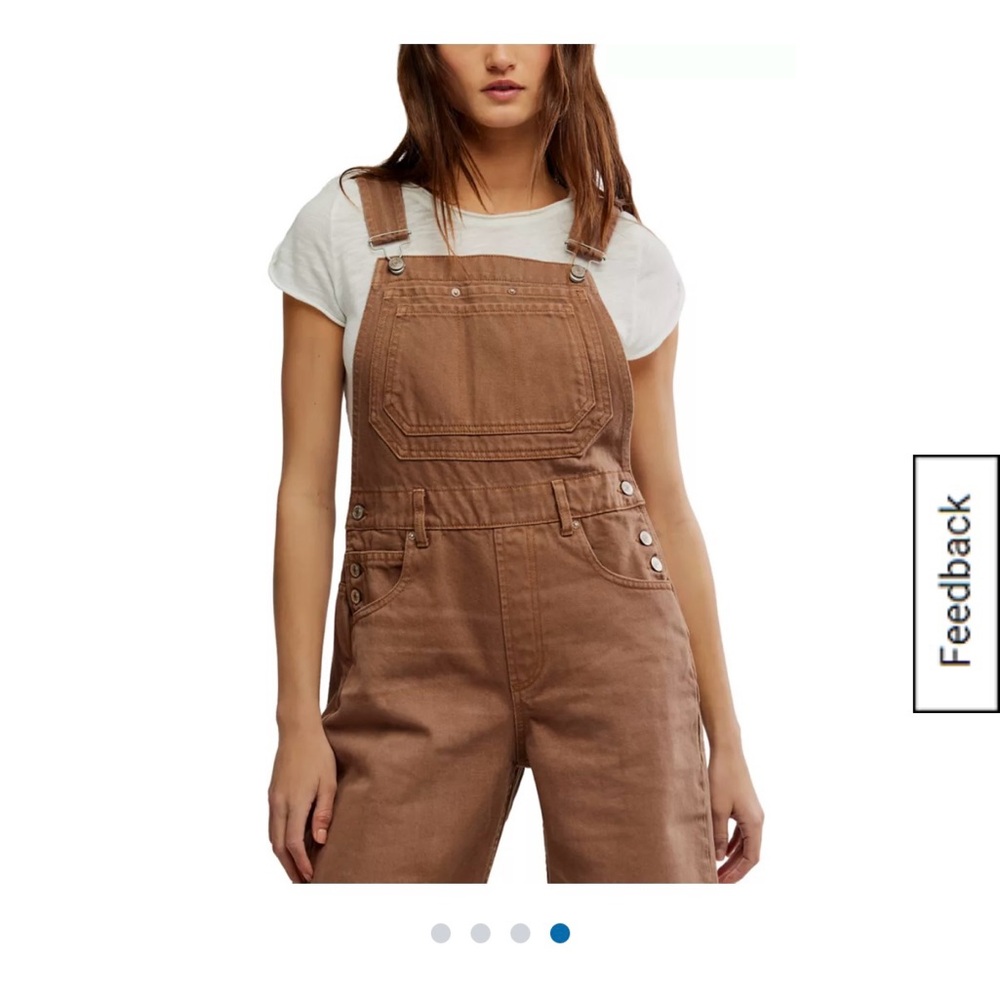 Free People Tan Wide Leg Overalls